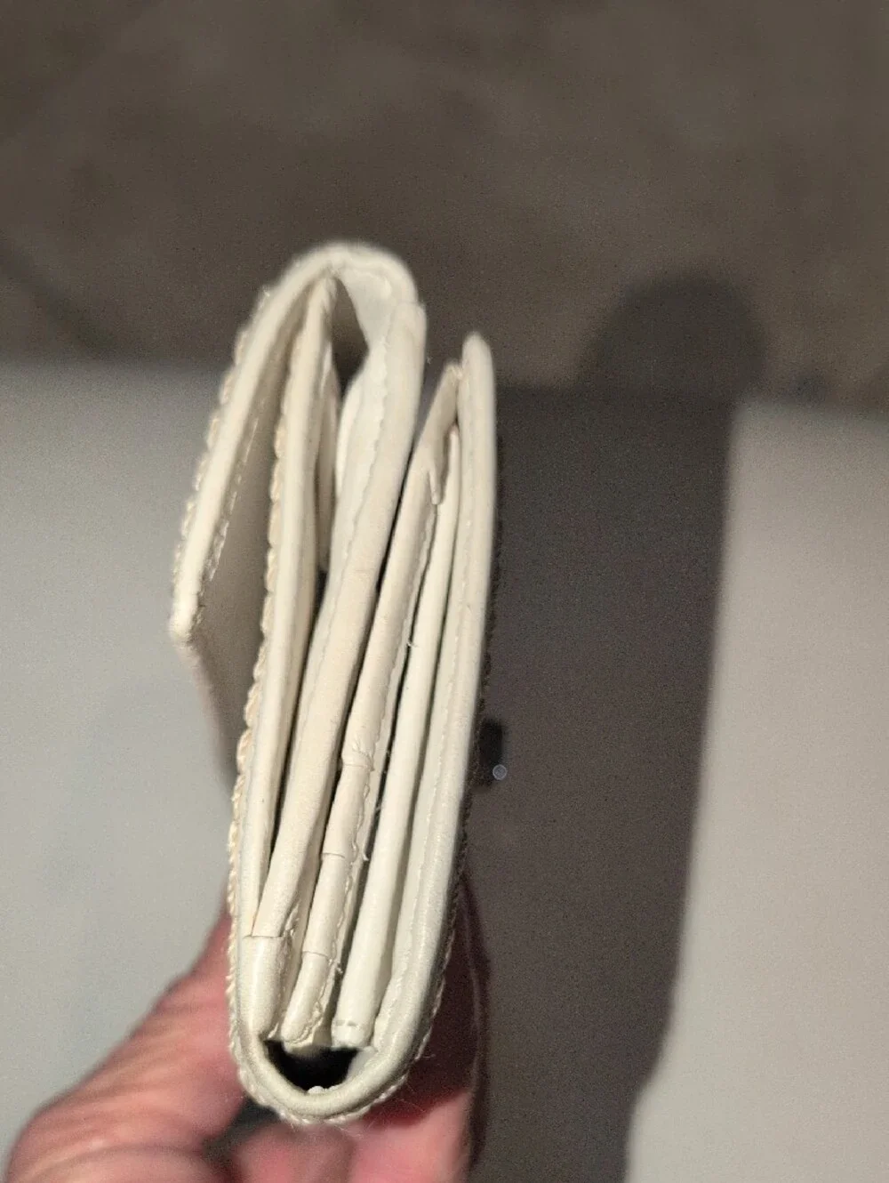 Coach Cream Leather Turnlock Wallet with Silver Hardware